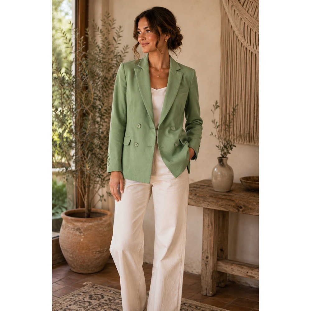 Thakoon Collective Blazer Women Size 6 Green Quiet Luxury Minimalist Sage Spring